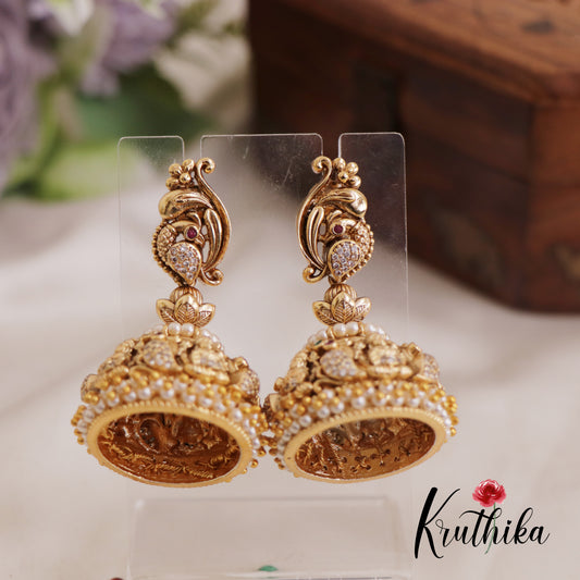 Stunning Antique Peacock Motifs Jhumka Earrings E862