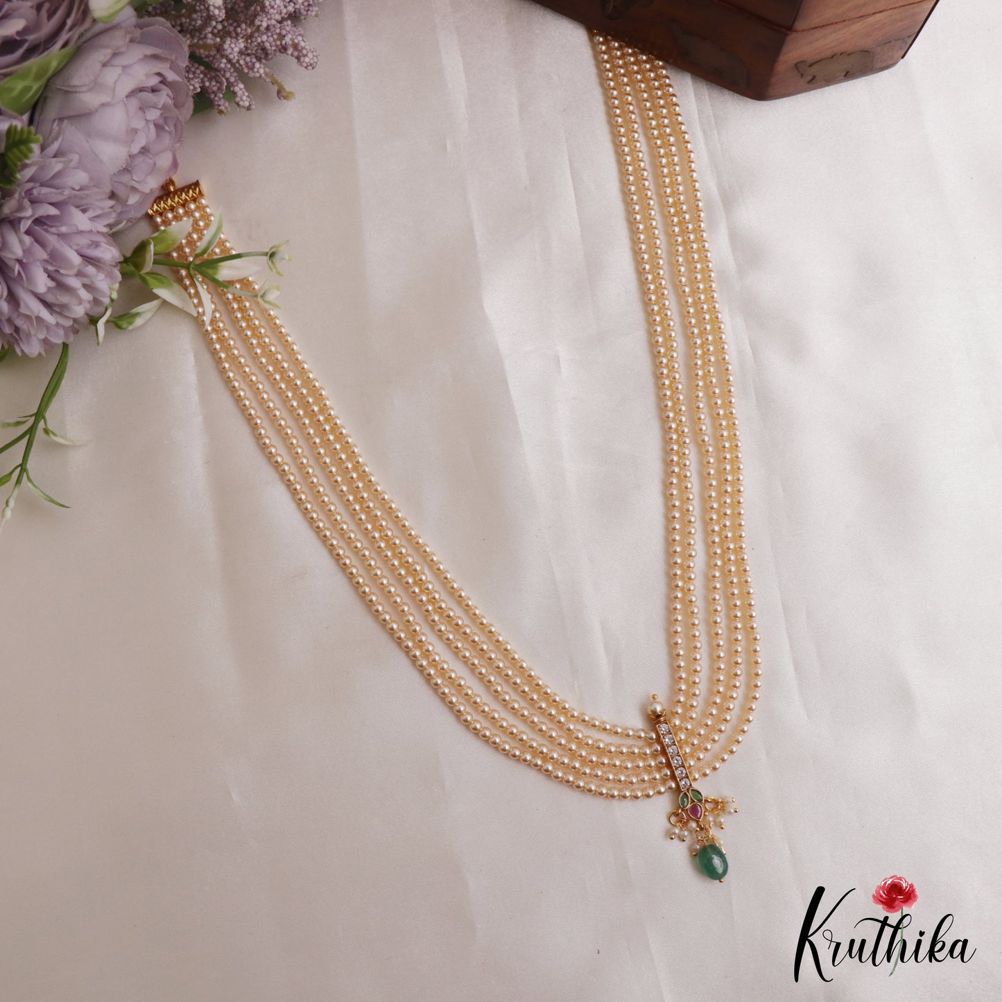 Beautiful Teardrop Motifs Multi Layer Pearl Bead Haaram LH2132 (Available In 9 Colors)