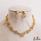 Pretty Floral Motifs Gold-Tone CZ Choker NC3225