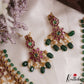 Premium Floral Peacock Motifs Jadau Necklace With Green Bead Drops NC3132 (Available In 2 Colors)
