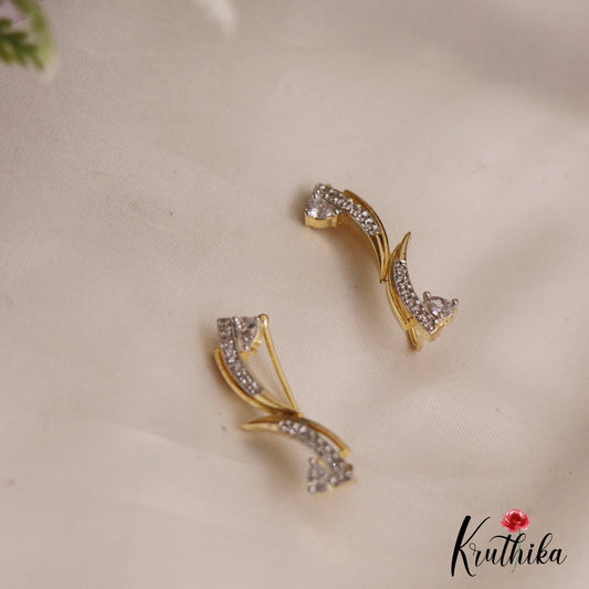 Elegant Teadrop AD Stones Ear Climbers E930
