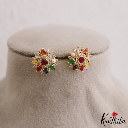 Trendy Navratna Earrings E1231