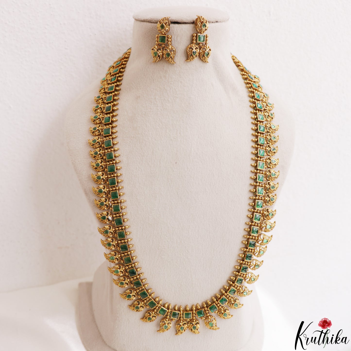 Classic Square Mango Motifs Jadau Haaram LH2204 (Available In 3 Colors)