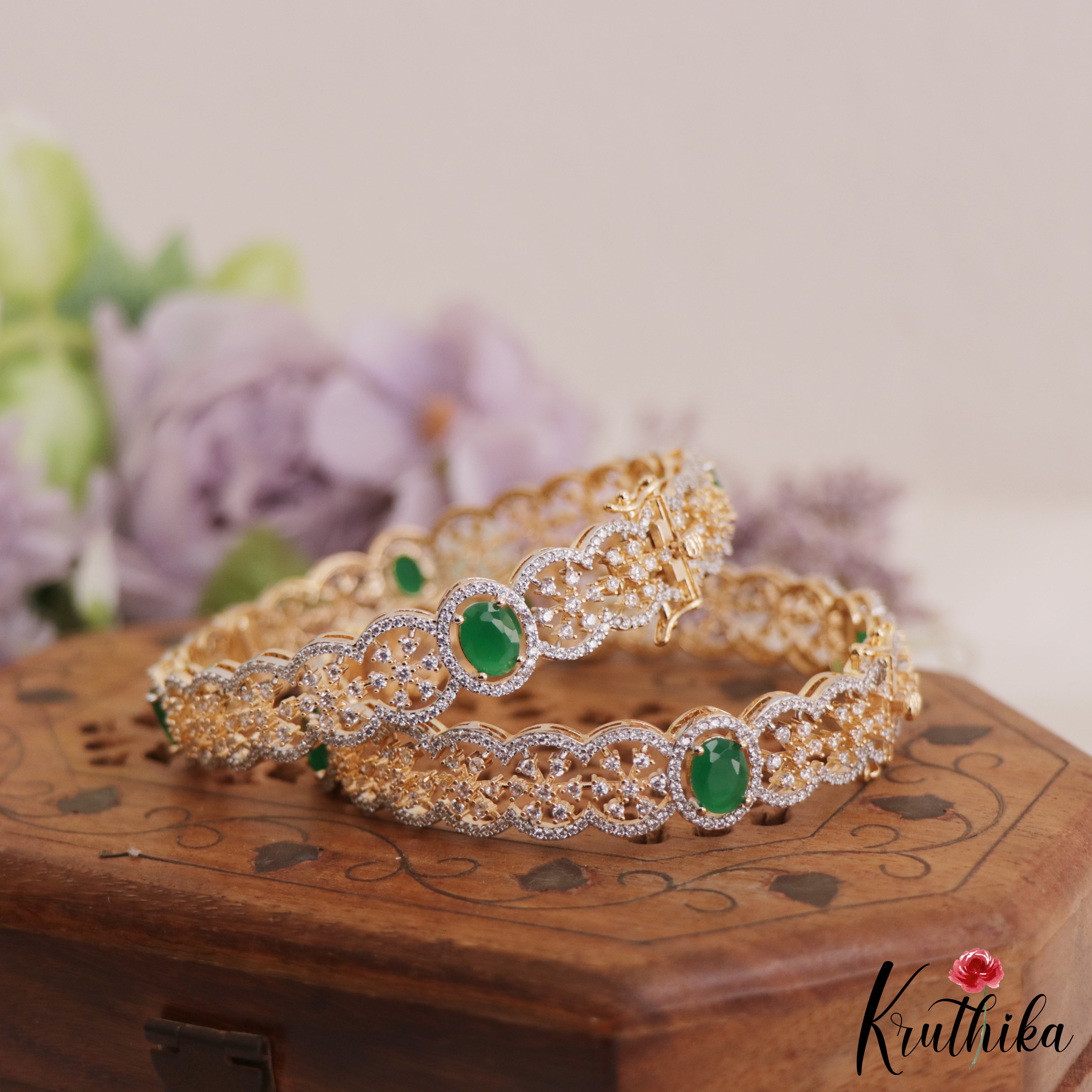Beautiful Trendy AD Stone Bangles Openable B403 (Set Of 2 Bangles ...