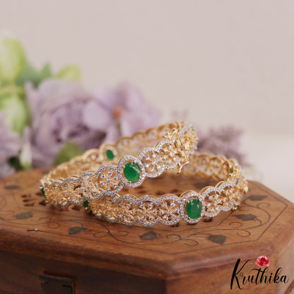 Beautiful Trendy AD Stone Bangles Openable B403 (Set Of 2 Bangles)