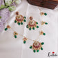 Beautiful Floral Teardrop Motifs Kemp Invisible Chain With Green Bead Drops NC3252