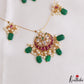 Beautiful Floral Teardrop Motifs Kemp Invisible Chain With Green Bead Drops NC3252