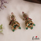 Elegant Peacock Motifs Kemp Jhumkas With Pearl Bead Drops E1128 (Available In 2 Colors)