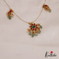 Elegant Jadau Invisible Chain Floral Pendant With Green Bead Drops NC2716