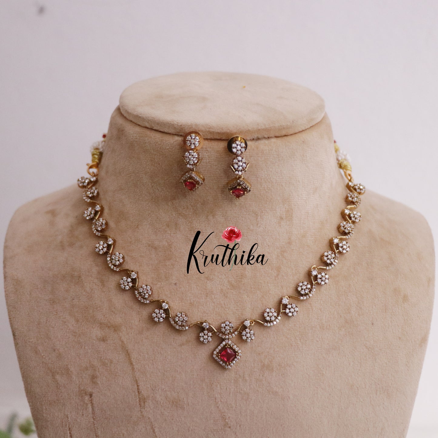 Trendy AD Floral Necklace Set NC2230  (Available in 4 Colours)
