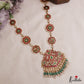Gorgeous Floral Peacock Motifs Jadau Haaram With Green Bead Drops LH2118