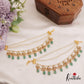 Elegant AD Teardrop Motifs Multi Strand Earchains With Green Bead Drops EC200