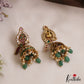 Elegant Peacock Motifs Kemp Jhumkas With Pearl Bead Drops E1128 (Available In 2 Colors)