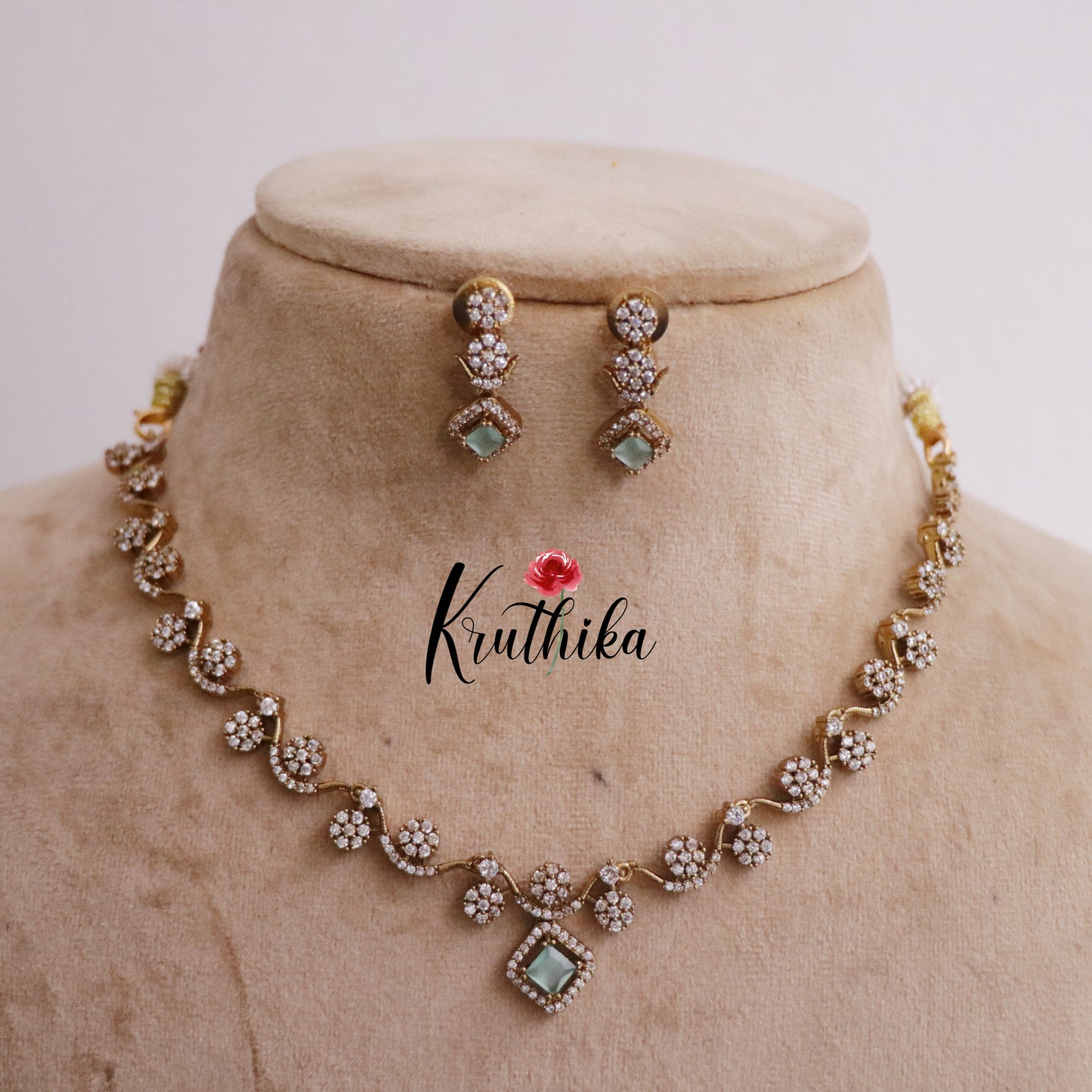 Trendy AD Floral Necklace Set NC2230  (Available in 4 Colours)