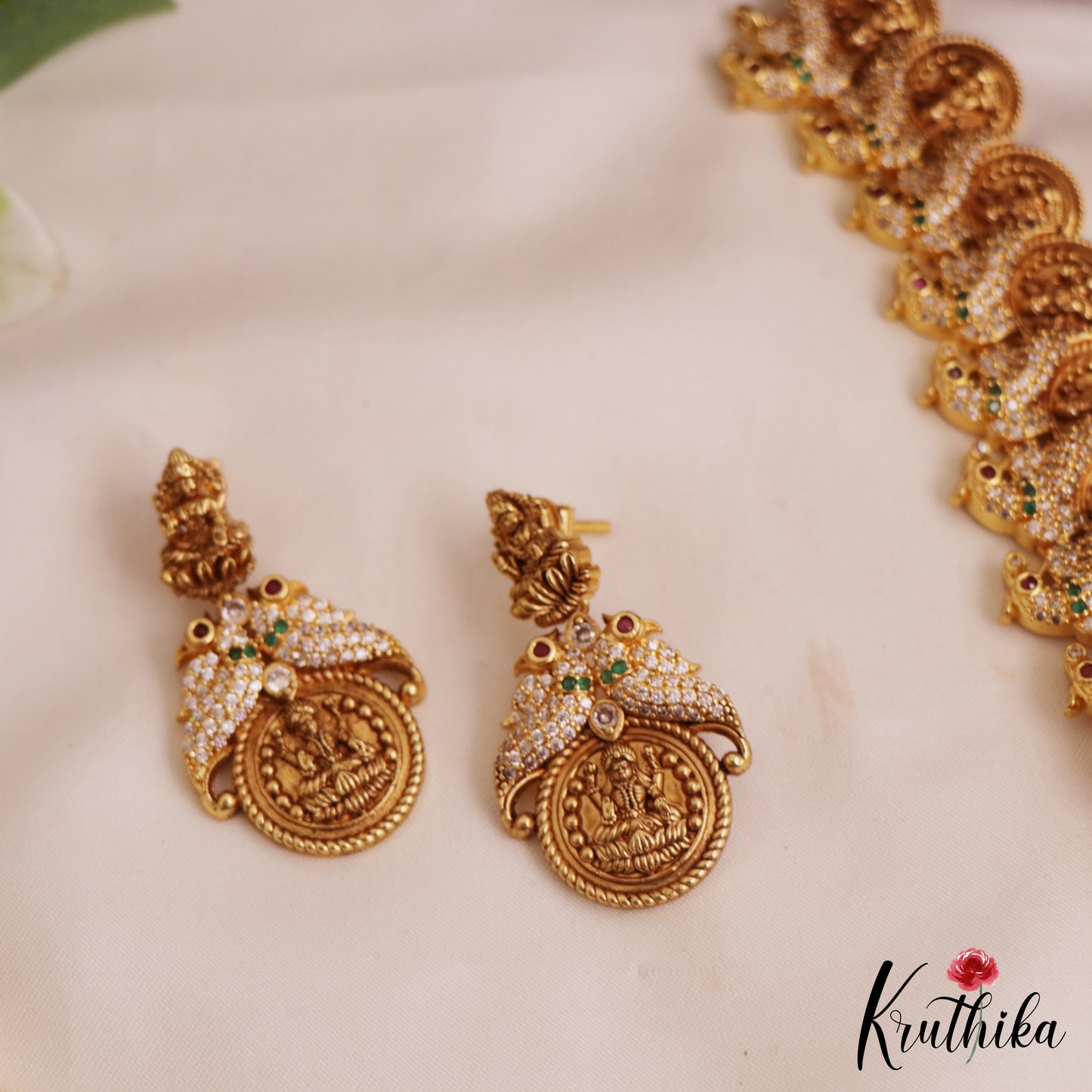 Gorgeous AD Antique Lakshmi Peacock Motifs Kasu Mala Haaram LH2060