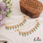 Elegant AD Teardrop Motifs Multi Strand Earchains With Green Bead Drops EC200