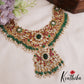Stunning Floral Peacock Motifs Guttapoosalu Jadau Necklace With Green Bead Drops NC2883