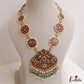 Gorgeous Floral Peacock Motifs Jadau Haaram With Green Bead Drops LH2118