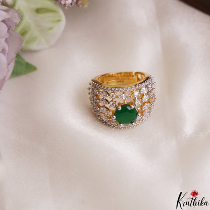 Trendy Geometric Adjustable CZ Finger Ring R55 (Available in 2 Colours)