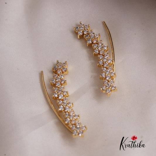 Stunning AD Stone Floral Ear Climbers E783