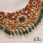 Gorgeous Floral Peacock Jadau Guttapoosalu Choker With Green Bead Drops NC2739