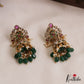 Classic Leaf Motifs Kemp Jhumkas With Pearl Bead Drops E1129 (Available In 2 Colors)