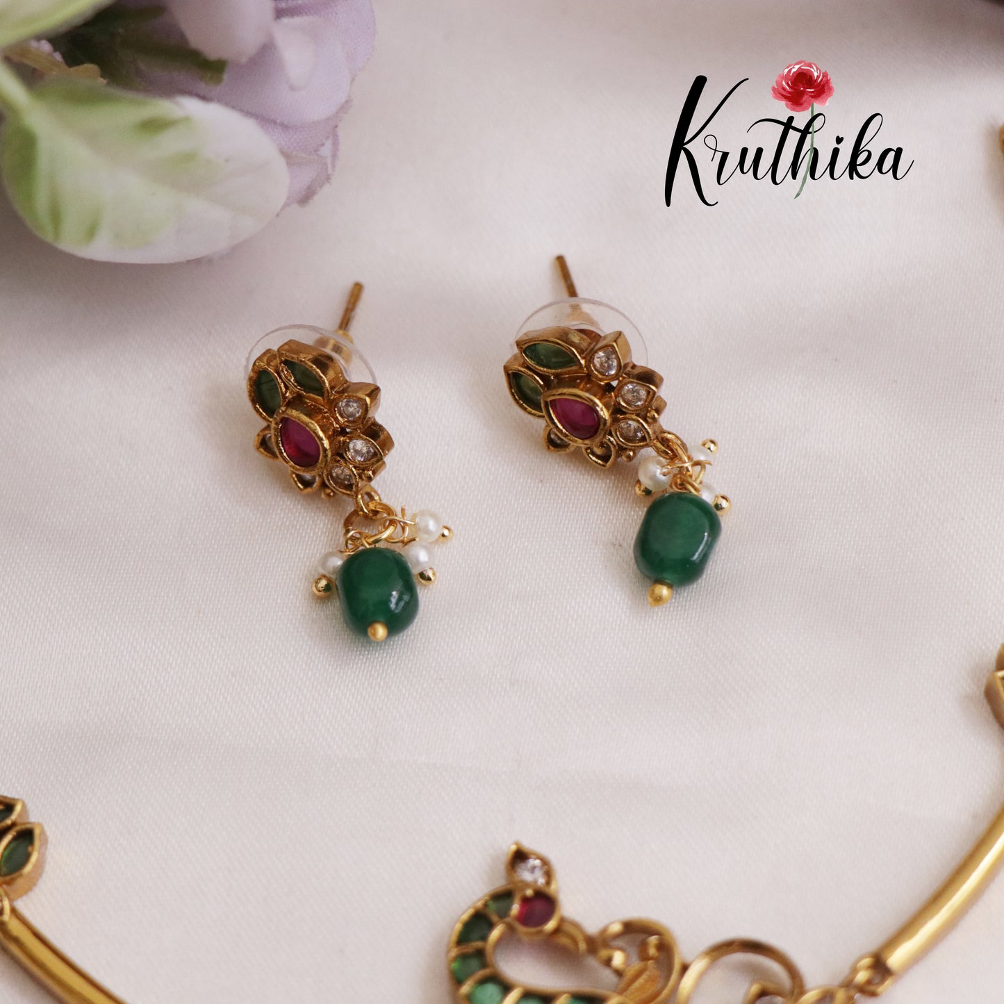 Elegant Peacock kemp hasli With Bead Drops NC2551 (Available In 2 Colors)