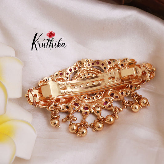 Classic Kemp Swan Peacock Motifs With Golden Bead Drops J284