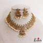 Beautiful Floral Geometric Motifs Kemp Necklace With Rice Pearl Drops NC3133