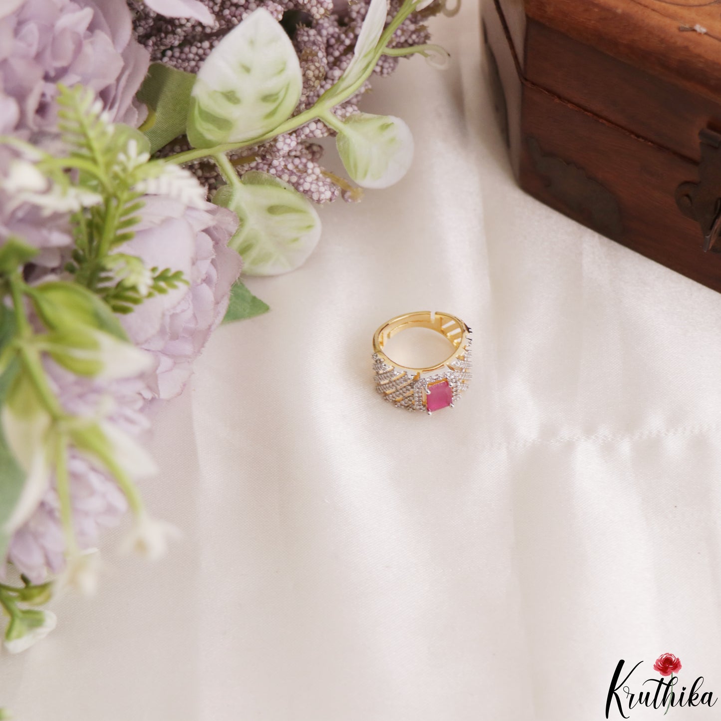 Elegant Adjustable CZ Finger Ring R56 (Available in 2 Colours)
