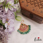 Stunning Floral Motifs Jadau Maang Tikka With Green Bead Drops MT353