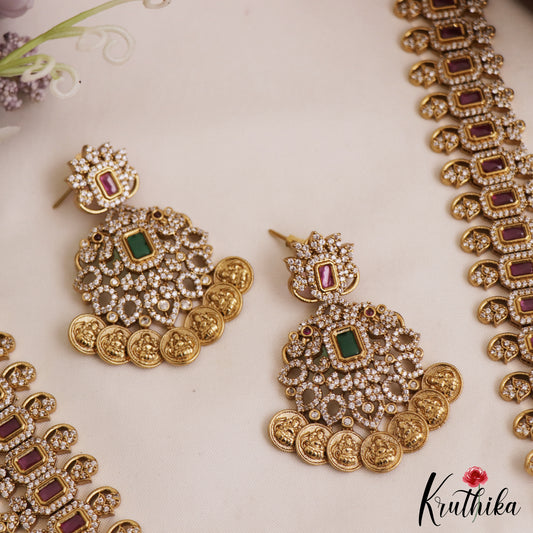 Gorgeous AD Peacock Square Motifs Jadau Kasu Haaram LH2068