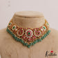Stunning Floral Peacock Motifs Jadau Choker With Green Bead Drops NC2623