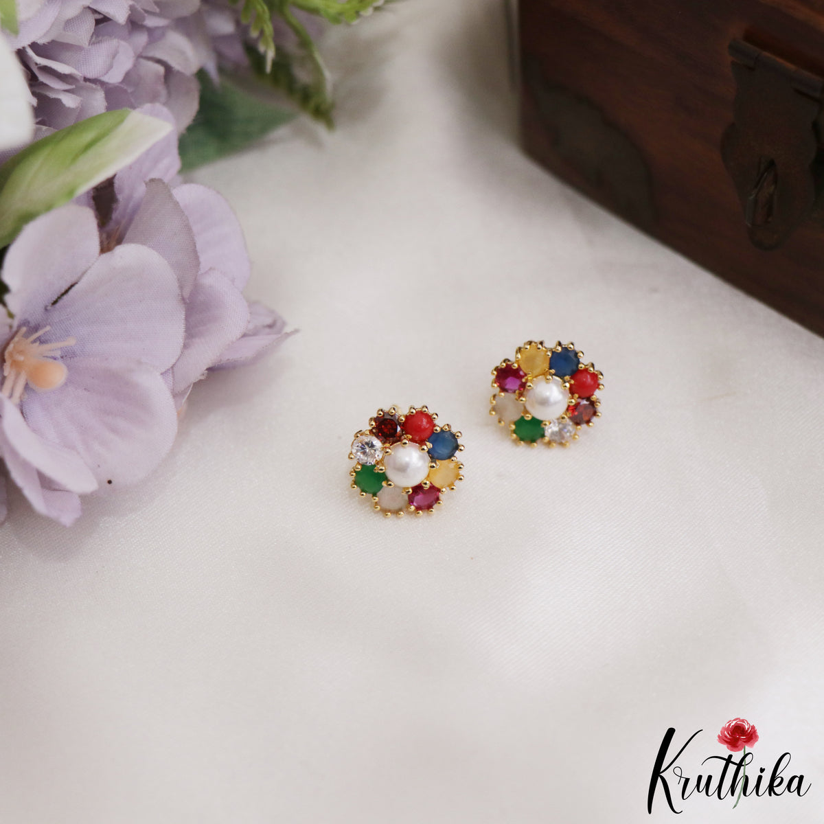 Trendy Navratna Earrings E1233