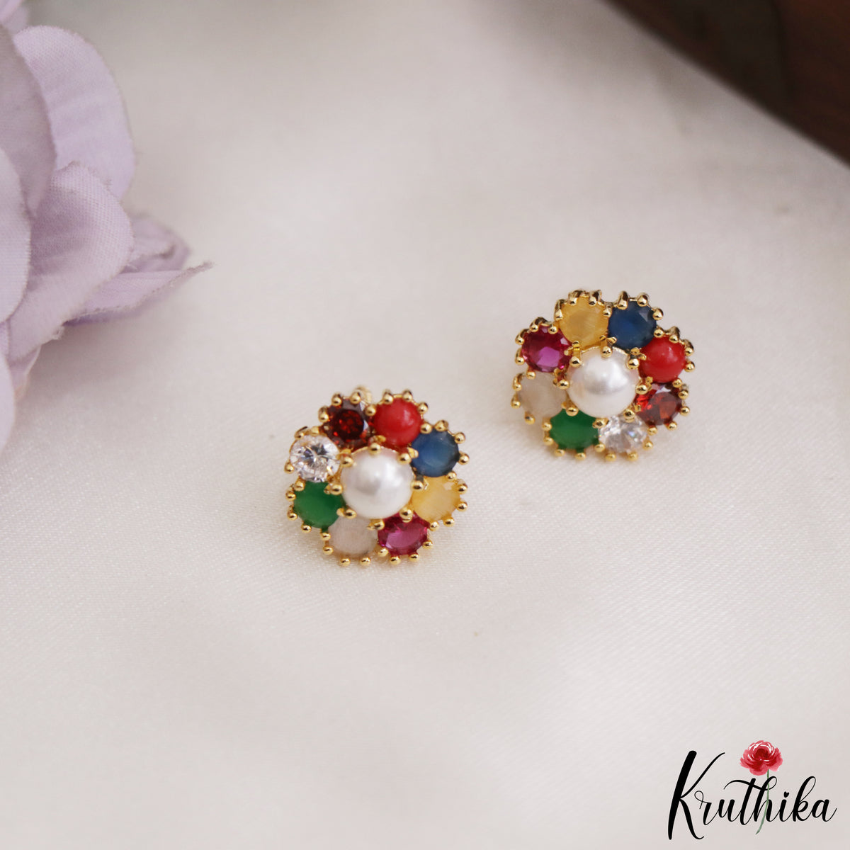 Trendy Navratna Earrings E1233