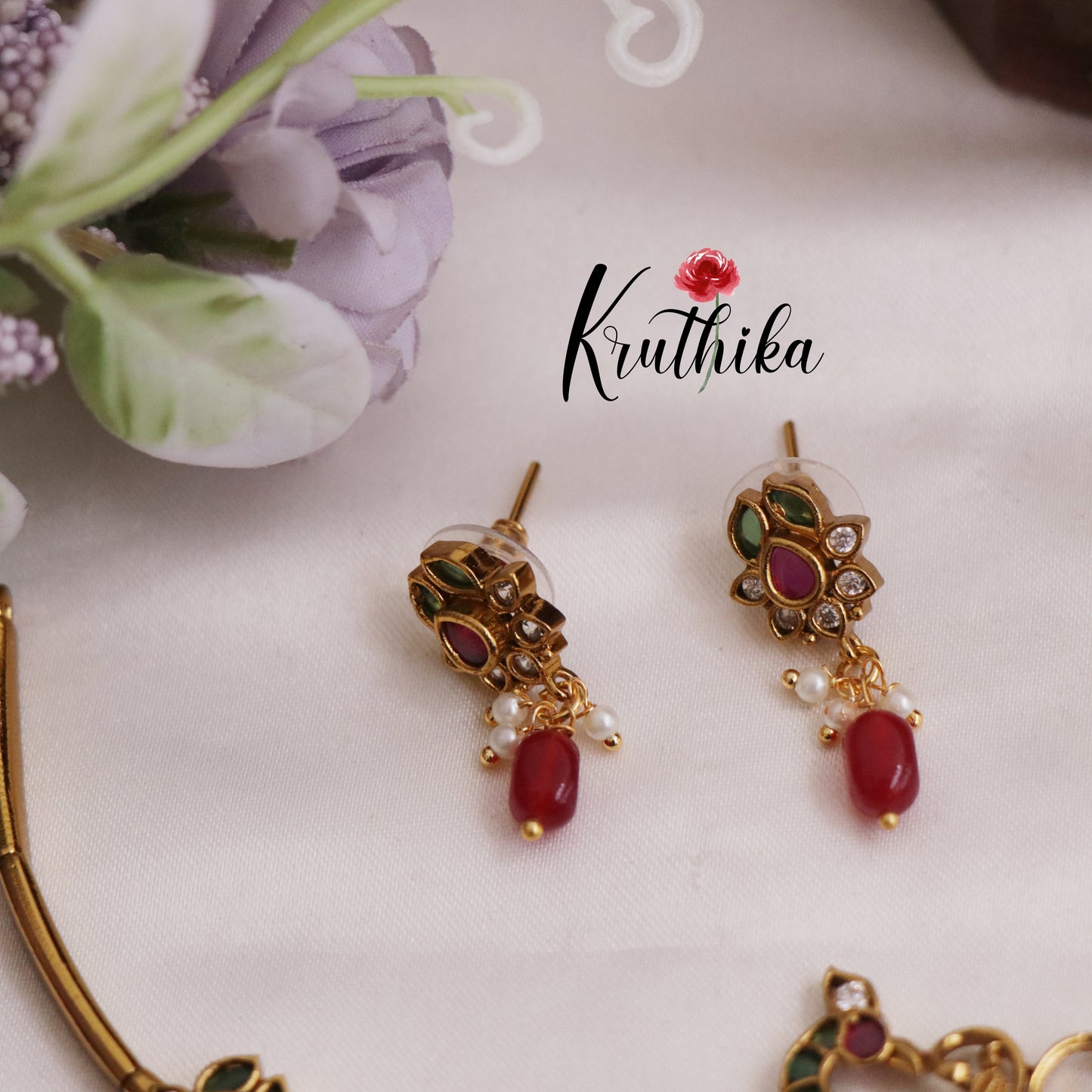 Elegant Peacock kemp hasli With Bead Drops NC2551 (Available In 2 Colors)