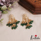 Sparkling Teardrop Motifs Chandelier AD Jhumka Earrings With Green Bead Drops E1038