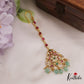 Elegant Floral Peacock Motifs Jadau Maang Tikka With Green Bead Drops MT356