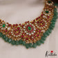 Stunning Floral Peacock Motifs Jadau Choker With Green Bead Drops NC2623