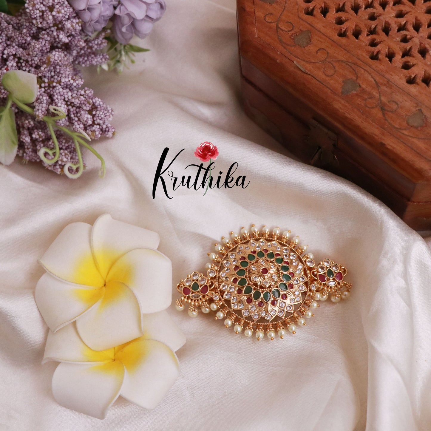 Trendy CZ AD Multi Stone Hair Clip J177