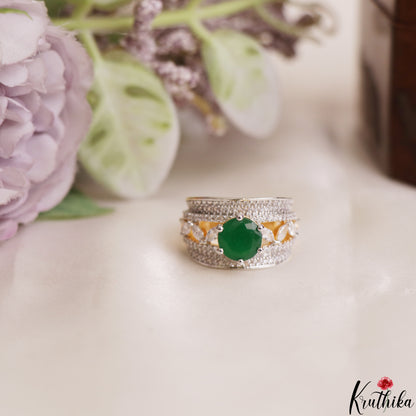 Pretty Adjustable CZ Finger Ring R57 (Available in 2 Colours)