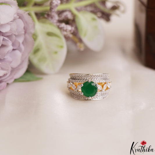 Pretty Adjustable Gold-Tone CZ Finger Ring R57 (Available in 2 Colours)