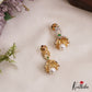 Pretty Floral Motifs CZ Jhumkas With Pearl Drop E1124 (Available In 2 Colors)