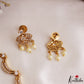 Elegant Floral Motifs CZ Victorian Necklace With Pearl Drops  NC3235 (Available In 4 Colors)