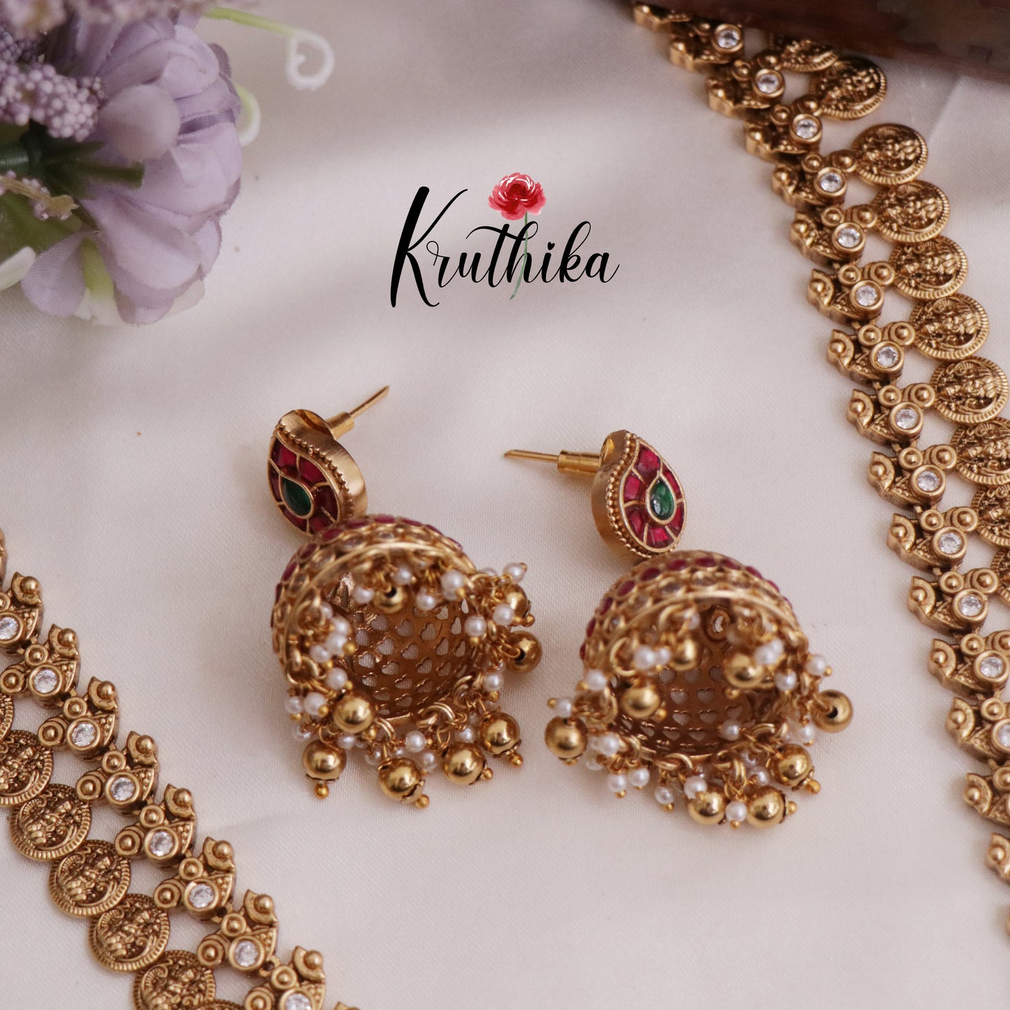 Elegant Jadau Peacock Kasu Haaram with Beads Drops LH1674 (Available in 2 Colours)