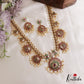 Stunning Peacock Floral Motifs Jadau Necklace With Rice Pearl Drops NC3134