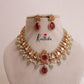 Pre order-Elegant Peacock Victorian Moissanaite Stones Necklace with Pastel Green Beads NC1940-Pre order booking 25 to 30 days