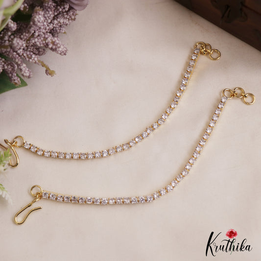 Simple Gold-Tone CZ Earchains EC219