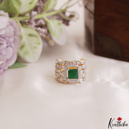 Classic Adjustable Gold-Tone CZ Finger Ring R58 (Available in 2 Colours)