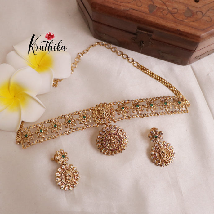 Gorgeous Ganesha with flower design choker NC1936